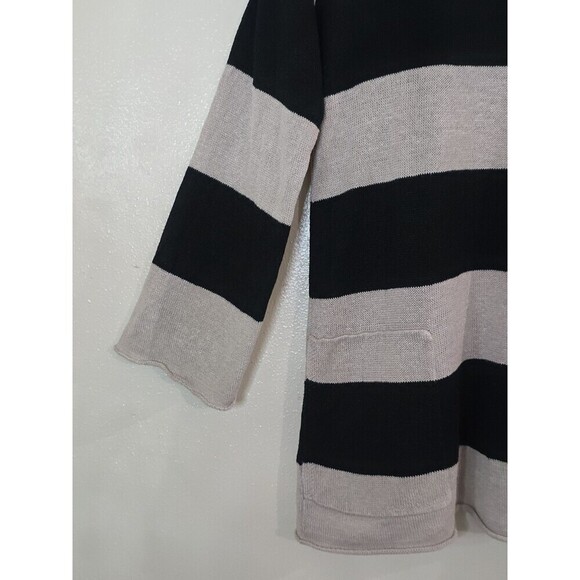 Eileen Fisher Organic Linen Sweater Women Size XXS Striped Beige Coastal Preppy - Picture 4 of 11